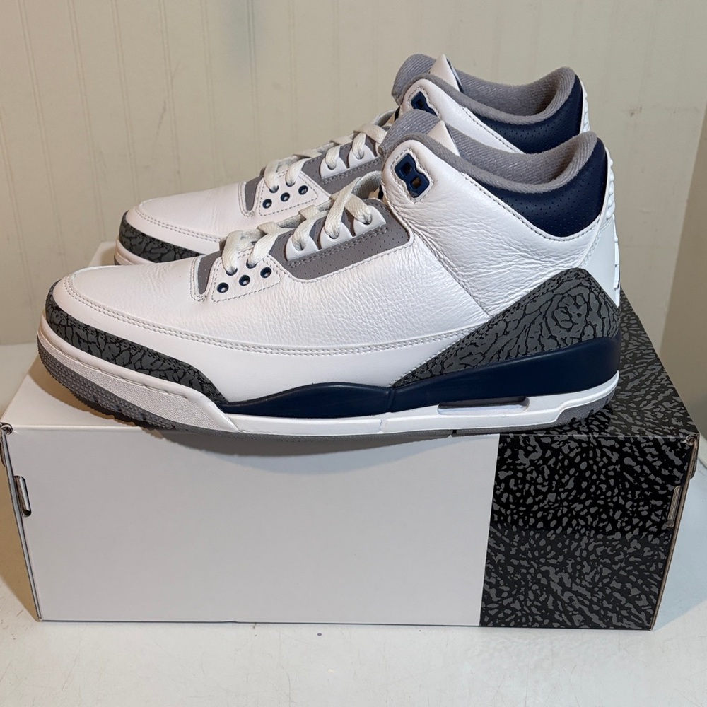 Air Jordan 3 Retro White/Midnight Navy size 11 Men’s NIB CT8532-140 - Picture 3 of 10
